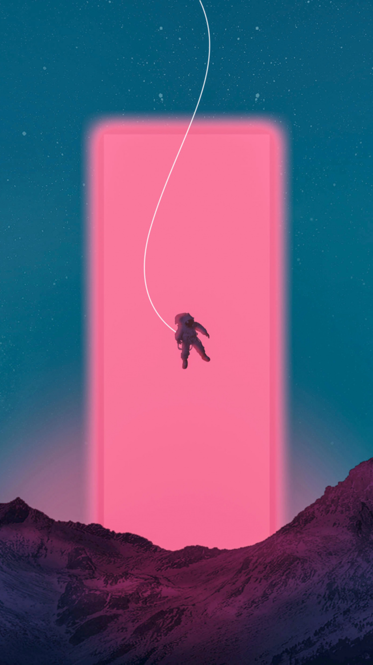 Обои розовый, экстремальный вид спорта, космос, иллюстрация, зима в разрешении 750x1334