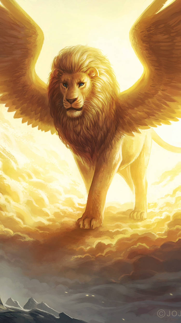 Обои Лев, мифология, живая природа, Псовые, иллюстрация в разрешении 750x1334