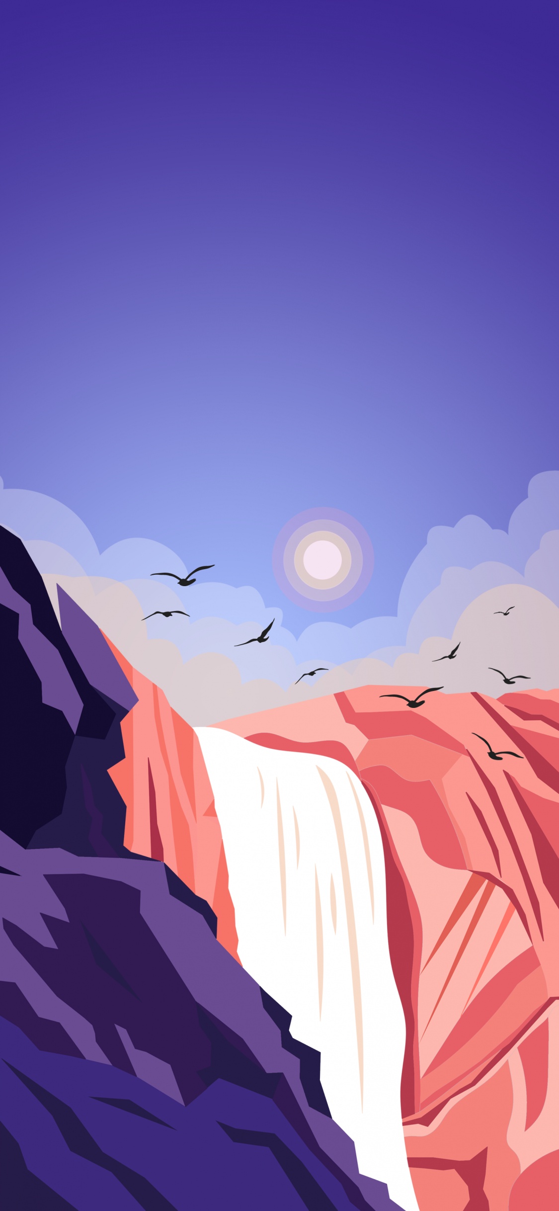 Обои Арктика, арт, живопись, пейзаж, природный ландшафт в разрешении 1125x2436