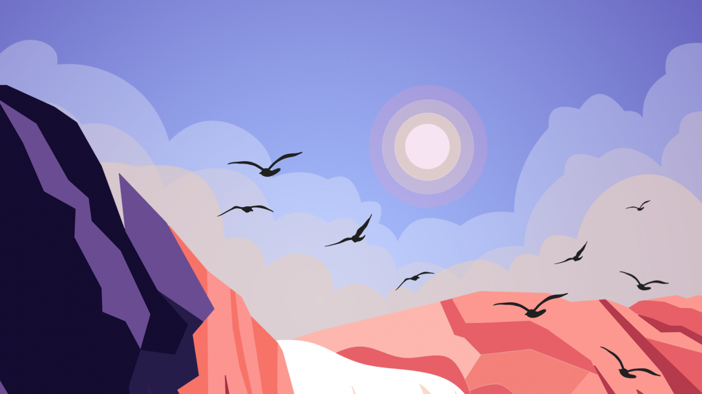 Обои Арктика, арт, живопись, пейзаж, природный ландшафт в разрешении 1366x768