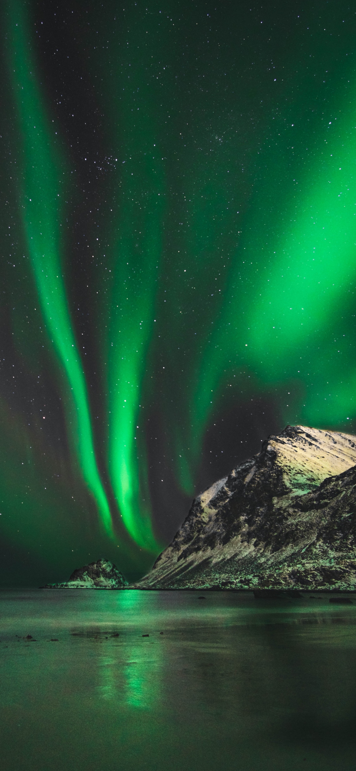 Обои Аврора, природа, зеленый, свет, атмосфера в разрешении 1242x2688