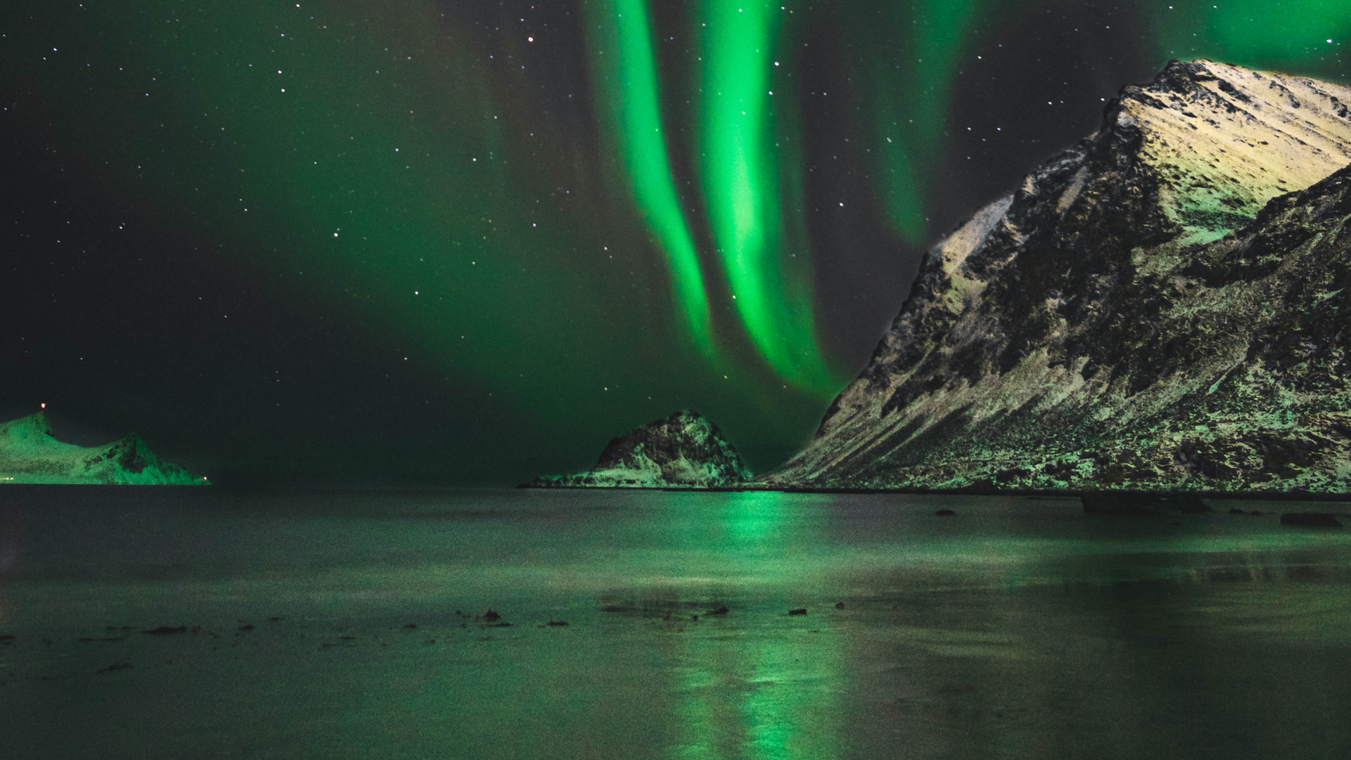 Обои Аврора, природа, зеленый, свет, атмосфера в разрешении 1920x1080