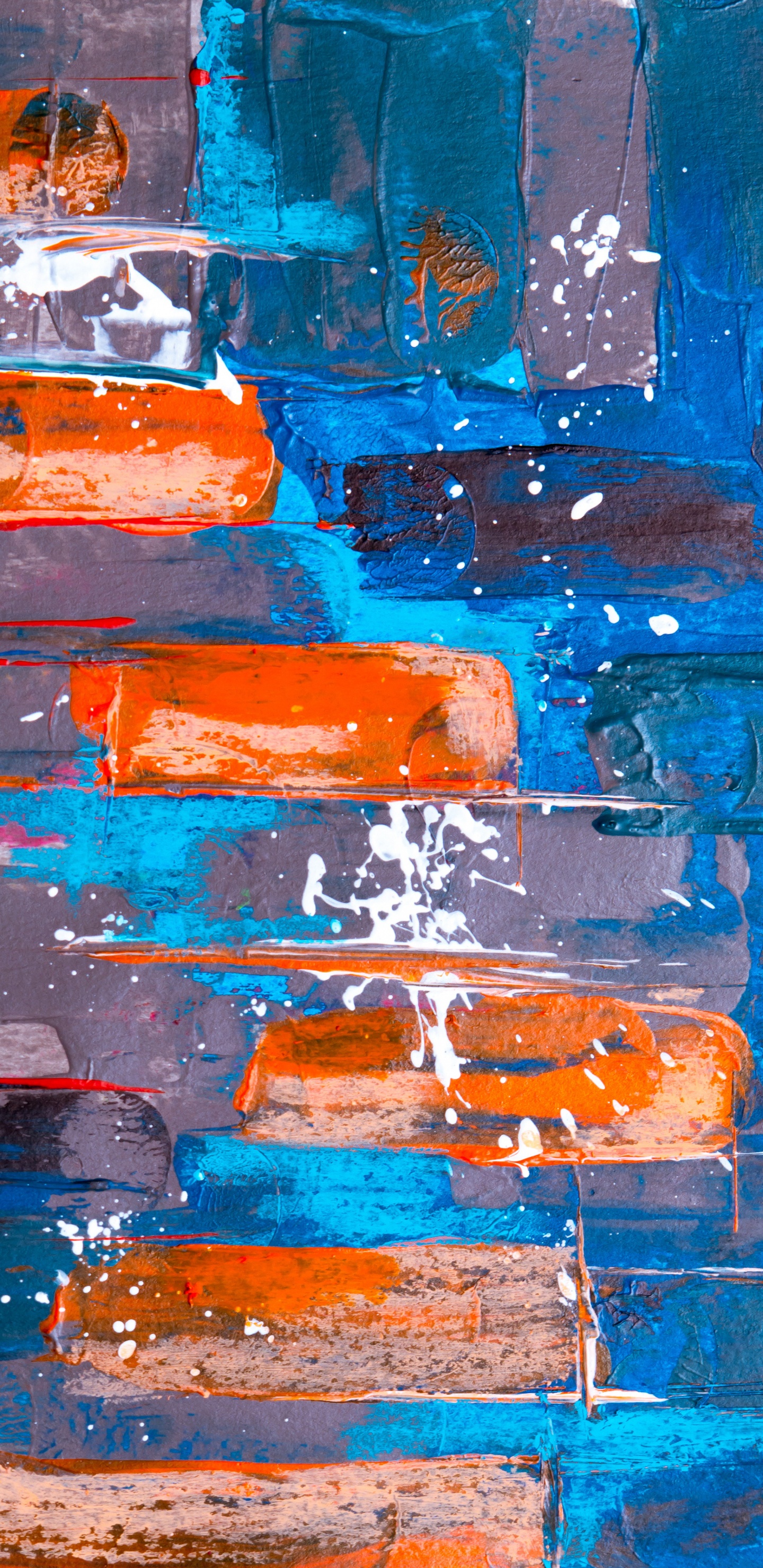 Обои живопись, смартфон, арт, синий, Апельсин в разрешении 1440x2960