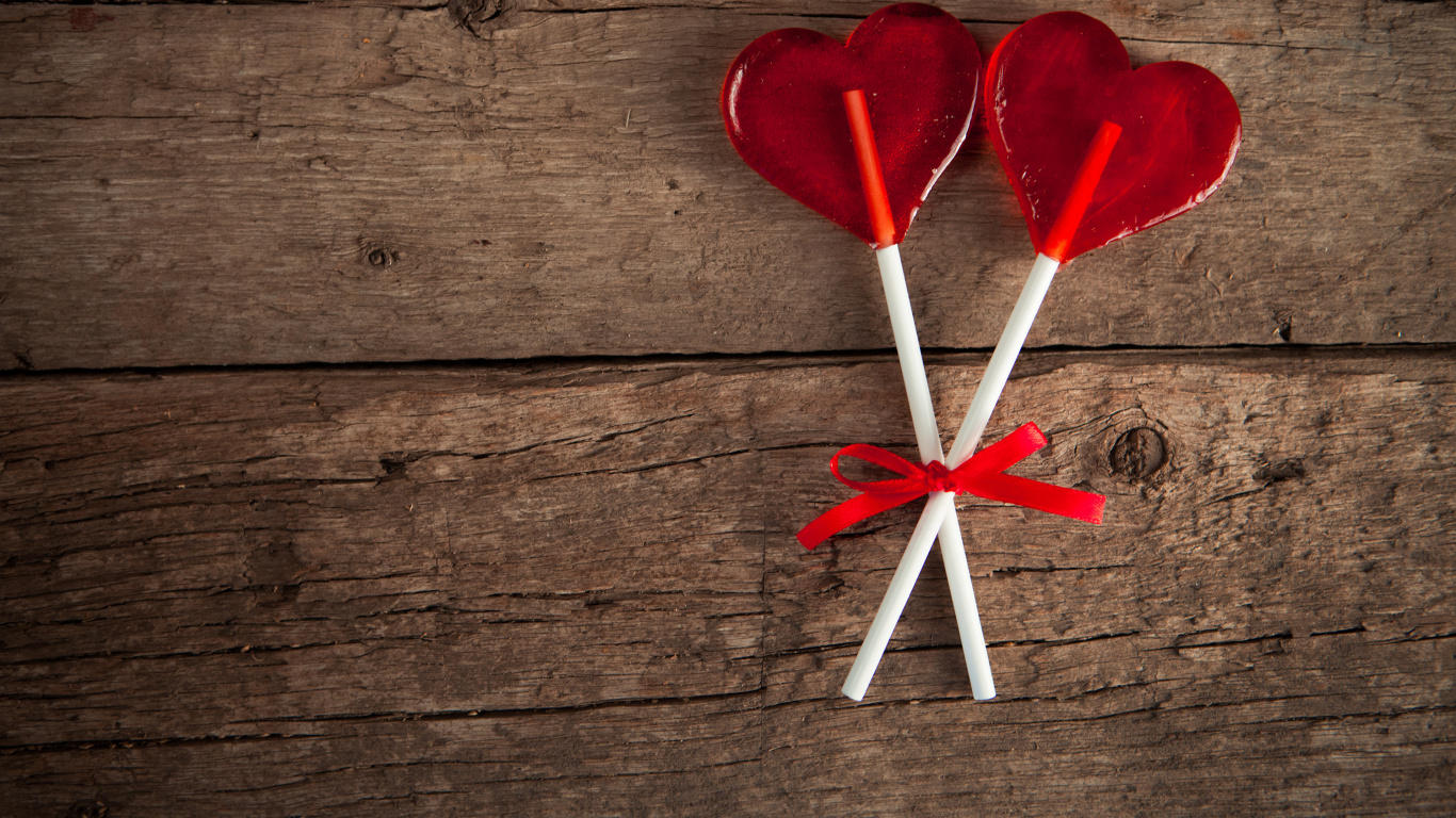 Обои сердце, красный цвет, любовь, цветок, лепесток в разрешении 1366x768