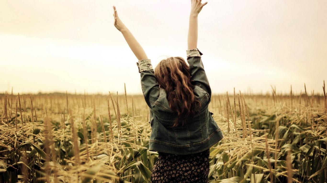 Обои семейство травы, урожай, жатва, женщина, девушка в разрешении 1366x768