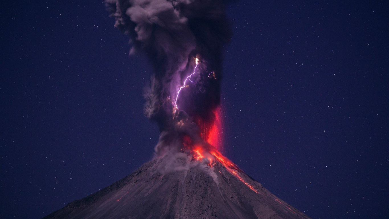 Обои вулкан, типы вулканических извержений, купол лавы, стратовулкан, вулканического рельефа в разрешении 1366x768