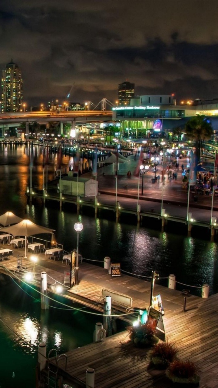 Обои мост Харбор Бридж, Дарлинг Харбор, гавань, лодка, порт в разрешении 720x1280