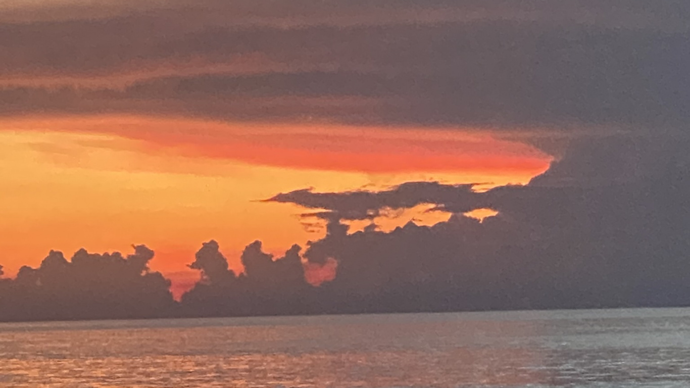 Обои горизонт, вода, закат, водоем, природа в разрешении 1366x768