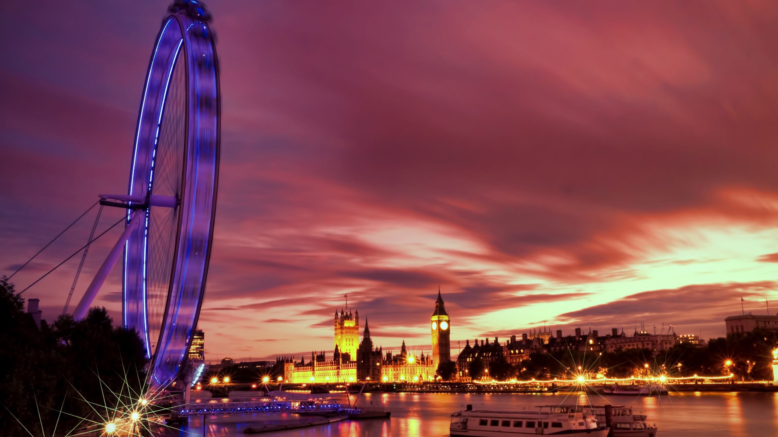 Обои река темза, ориентир, достопримечательность, отражение, вода в разрешении 2560x1440