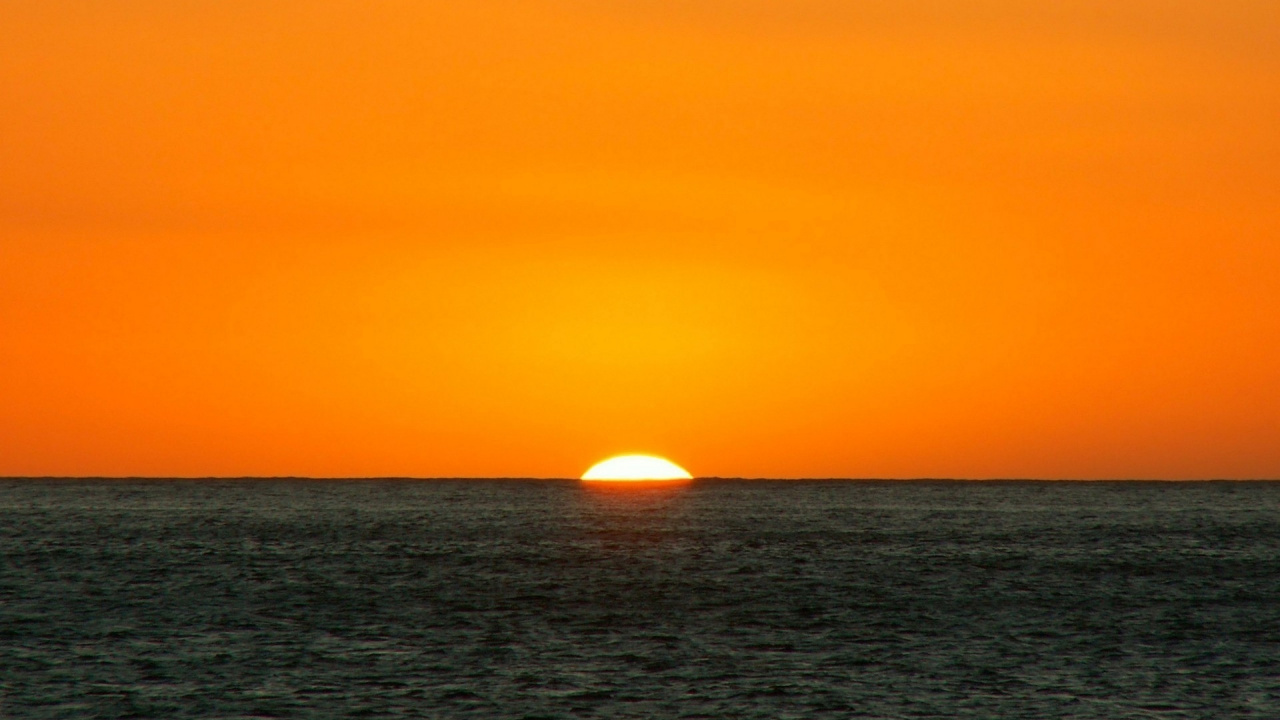 Обои горизонт, закат, послесвечение, восход солнца, море в разрешении 1280x720