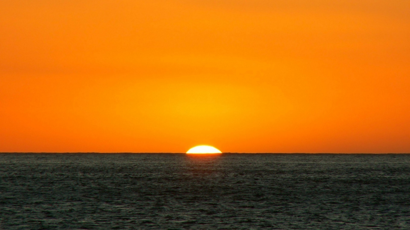 Обои горизонт, закат, послесвечение, восход солнца, море в разрешении 1366x768