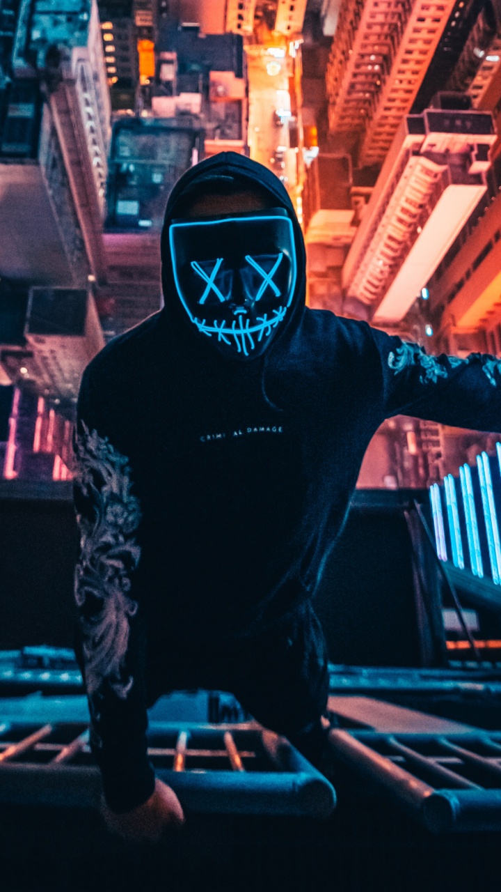 Обои ночь, город, суперзлодей, метрополия, Представление в разрешении 720x1280