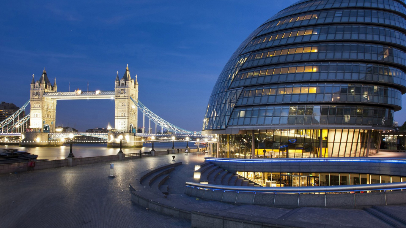Обои тауэрский мост, река темза, лондонский Тауэр, ориентир, архитектура в разрешении 1366x768