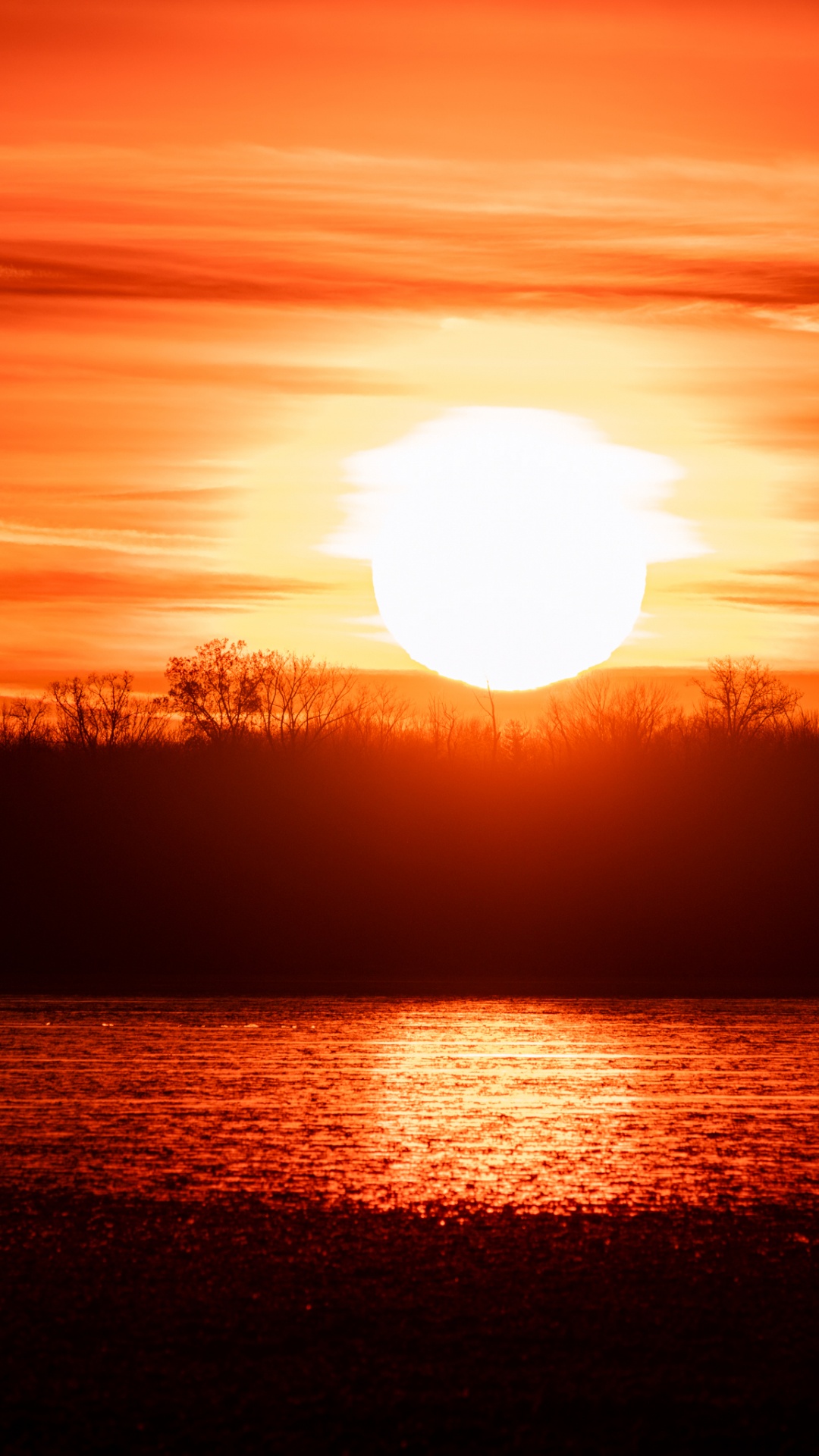 Обои восход солнца, послесвечение, закат, вечер, красный цвет в разрешении 1080x1920