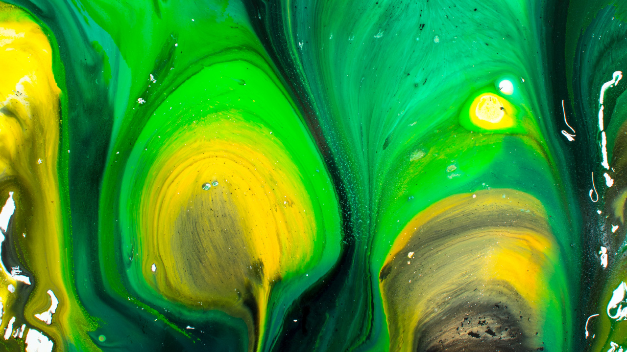 Обои абстрактное искусство, живопись, арт, зеленый, вода в разрешении 1280x720