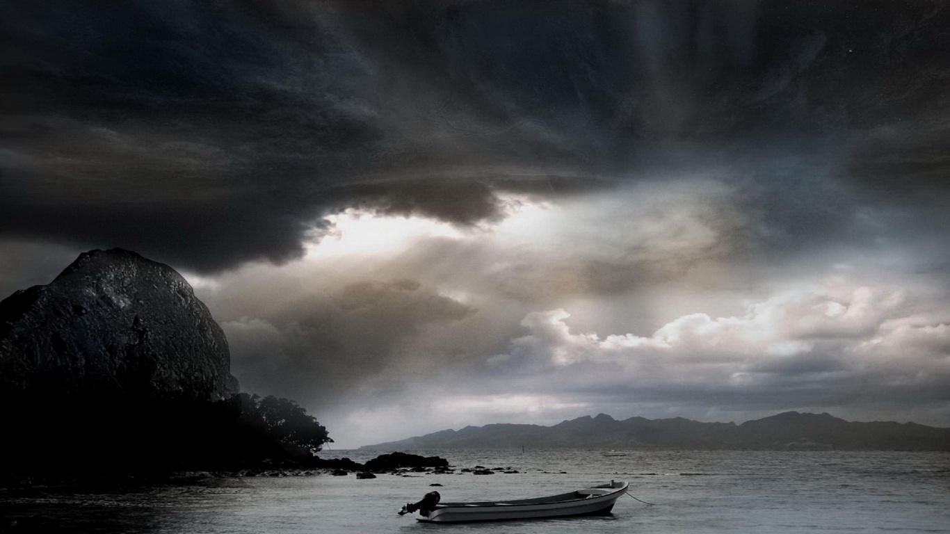 Обои облако, вода, море, суперячейка, буря в разрешении 1366x768