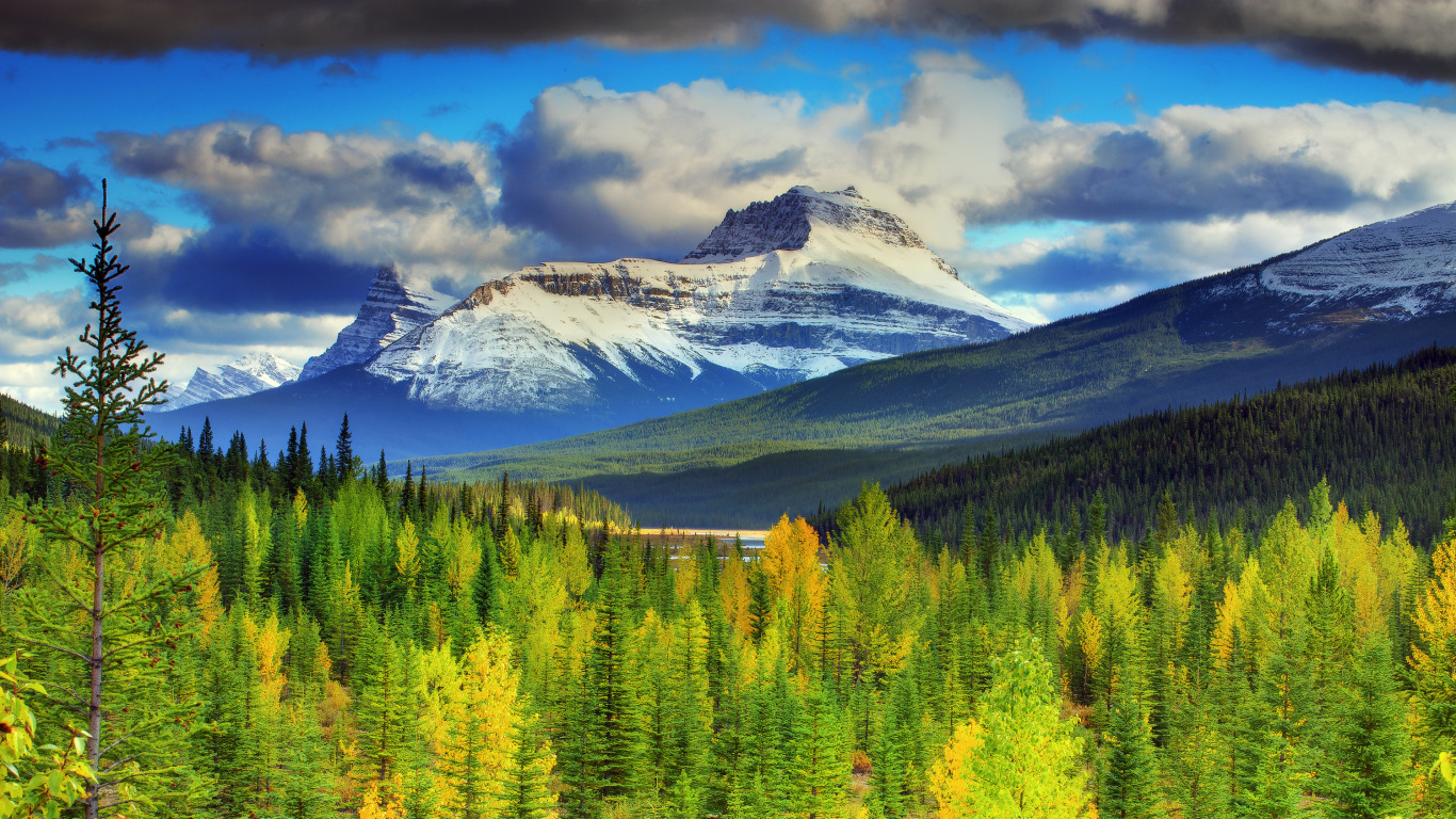 Обои моренное озеро, банфф, парк, природа, дикая местность в разрешении 1366x768