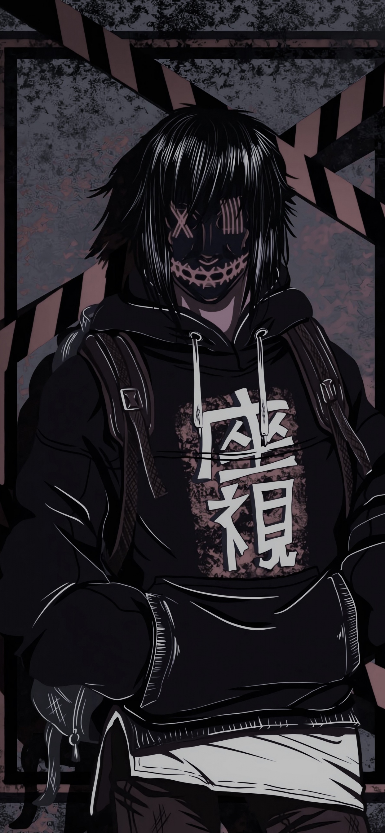 Обои мрачное аниме крутой мальчик, аниме, аниме арт, мультфильм, рукав в разрешении 1242x2688