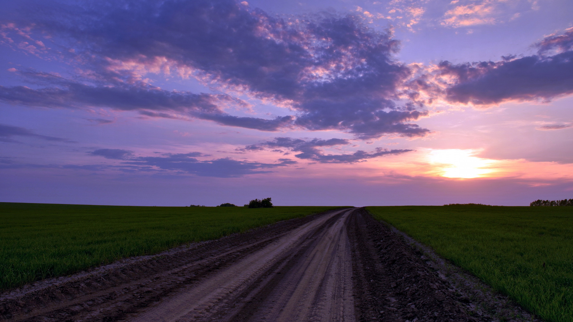 Обои поле, горизонт, облако, дорога, равнина в разрешении 1920x1080