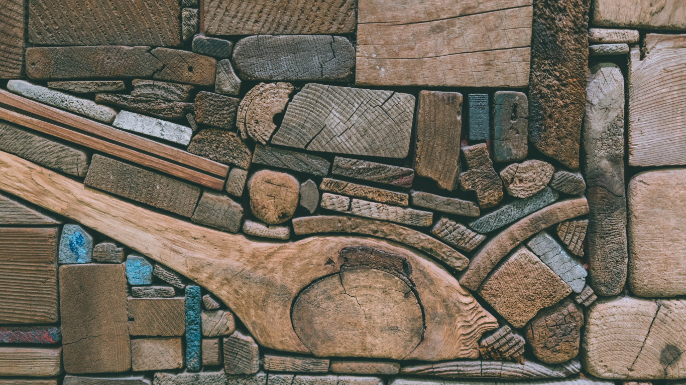 Обои древесина, текстура, стена, кирпичная кладка, кирпич в разрешении 1366x768