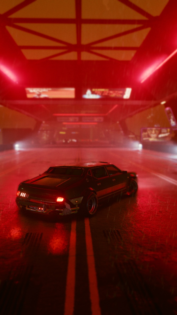 Обои Киберпанк, Киберпанк 2077, Киберпанк 2020, свет, дорога в разрешении 720x1280