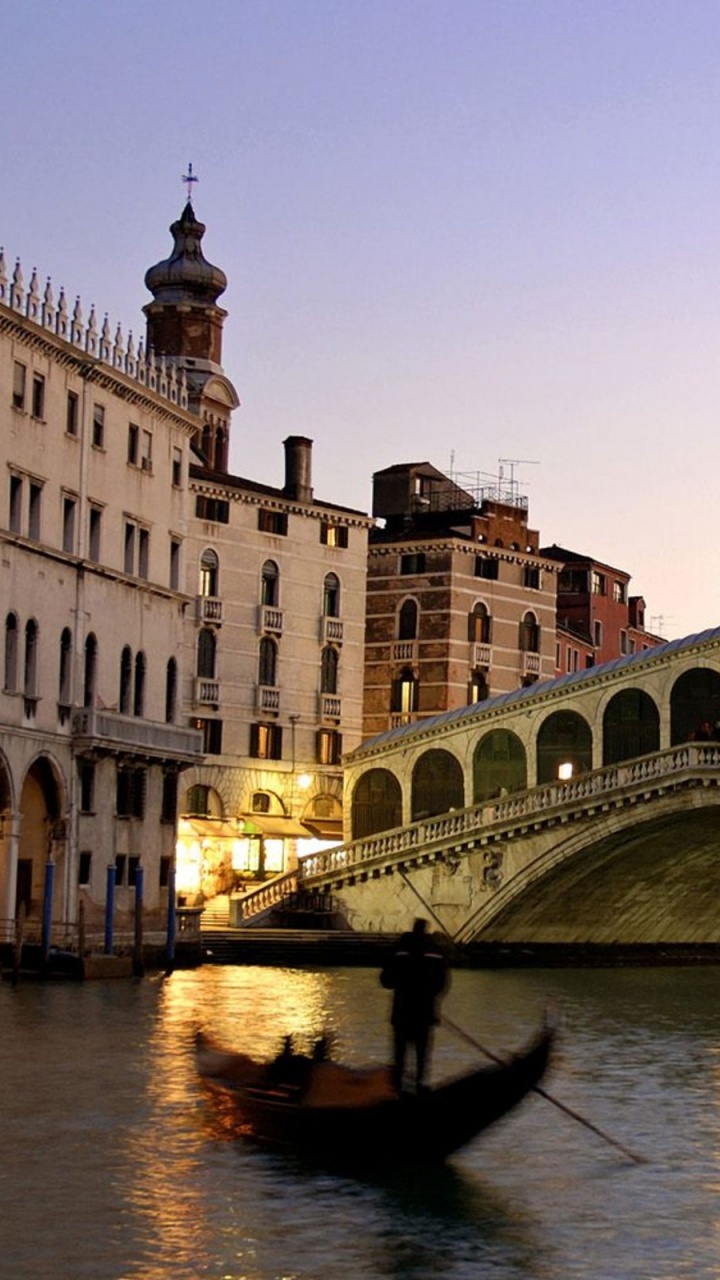 Обои мост Риальто, Гранд-канал, Риальто, мост, водный путь в разрешении 720x1280