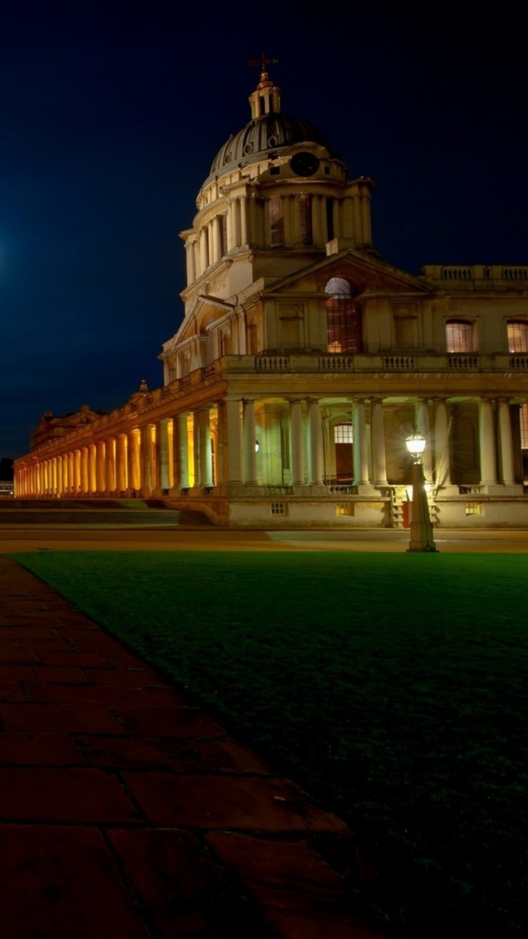 Обои букингемский дворец, ориентир, ночь, свет, архитектура в разрешении 750x1334