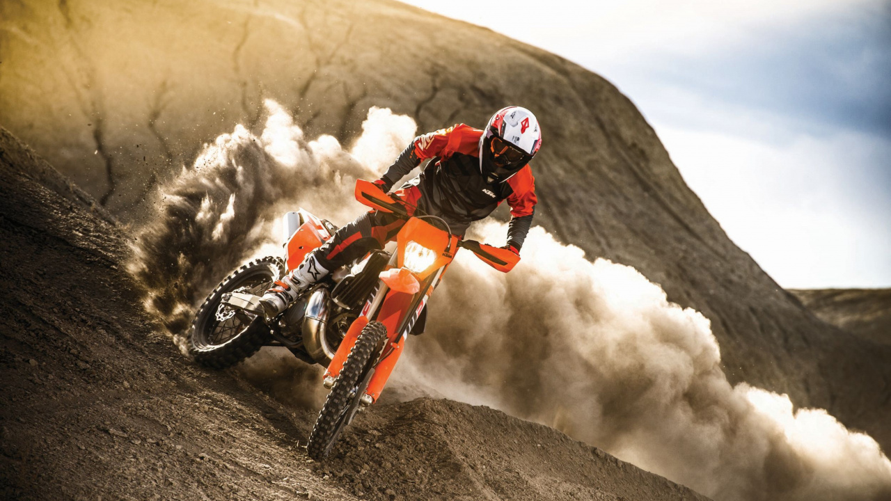 Обои мотокросс, мотоцикл, гоночный, КТМ, мотоспорт в разрешении 1280x720