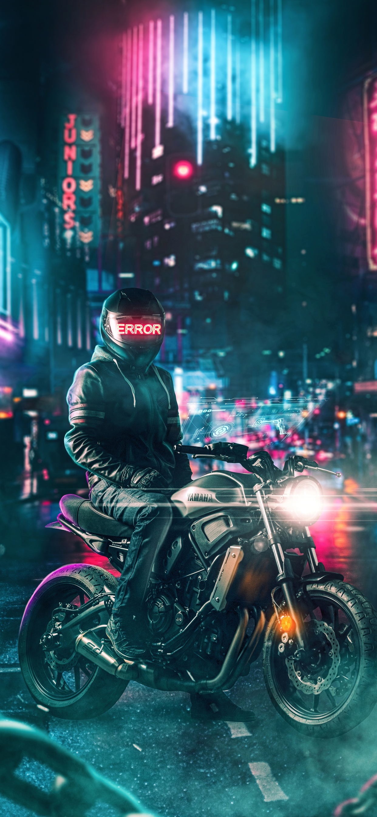 Обои мотоциклетный шлем, мотоцикл, мотокросс, Ямаха мотор Компани, ракета триумф 3 в разрешении 1242x2688