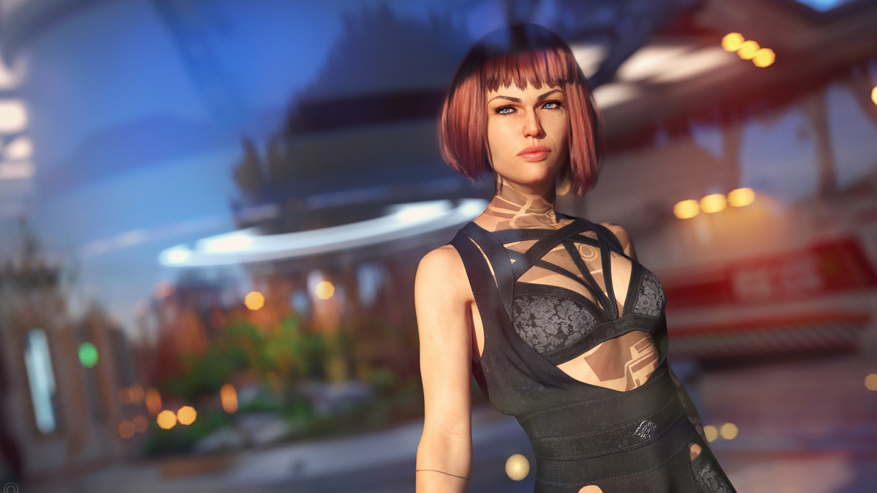 Обои леди, арт, произведение искусства, цифровое искусство, кожа в разрешении 1280x720