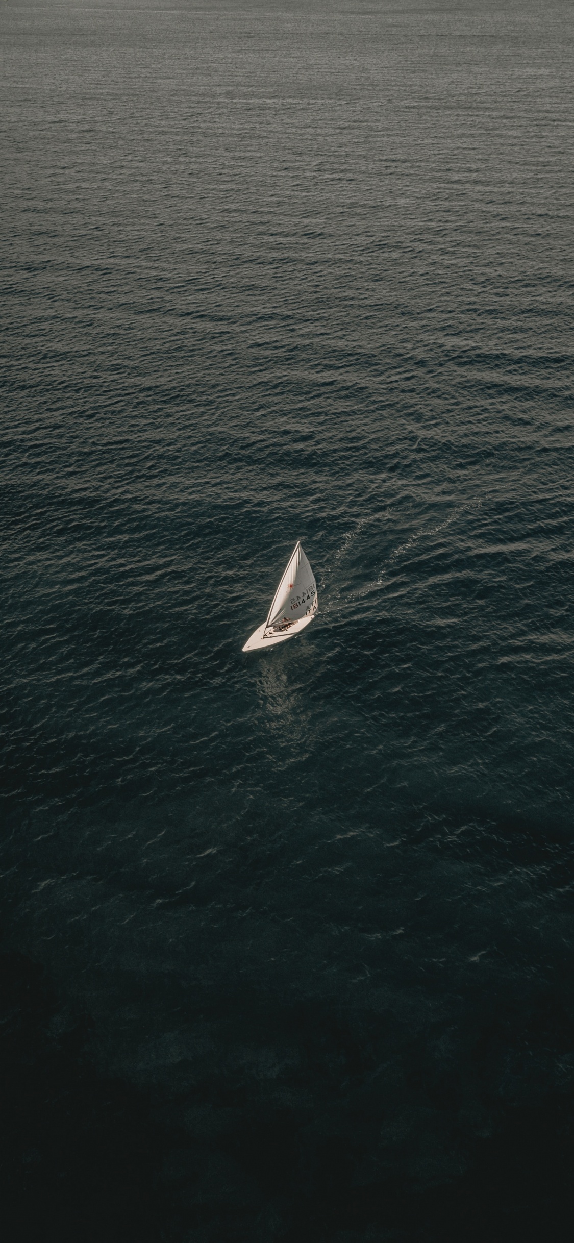 Обои спокойный, с высоты птичьего полета, волна, водоем, горизонт в разрешении 1125x2436