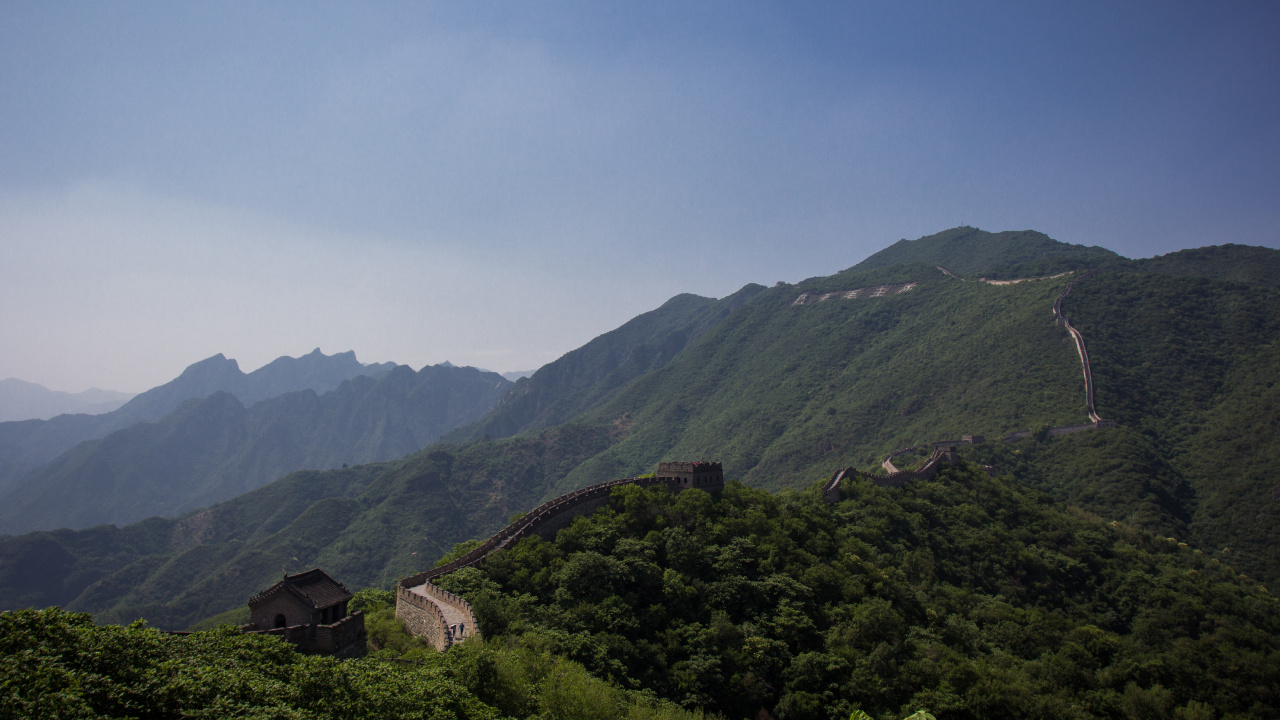 Обои великая Китайская стена, горный рельеф, гора, горная станция, нагорье в разрешении 1280x720