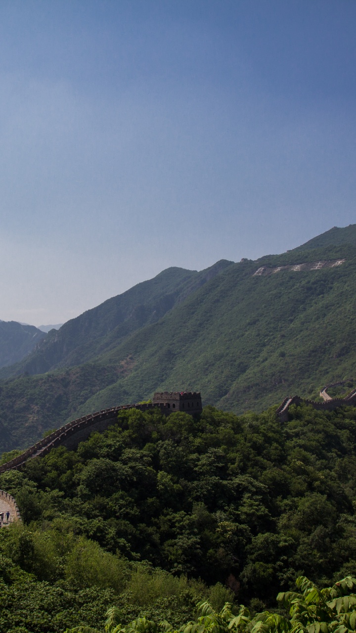 Обои великая Китайская стена, горный рельеф, гора, горная станция, нагорье в разрешении 720x1280