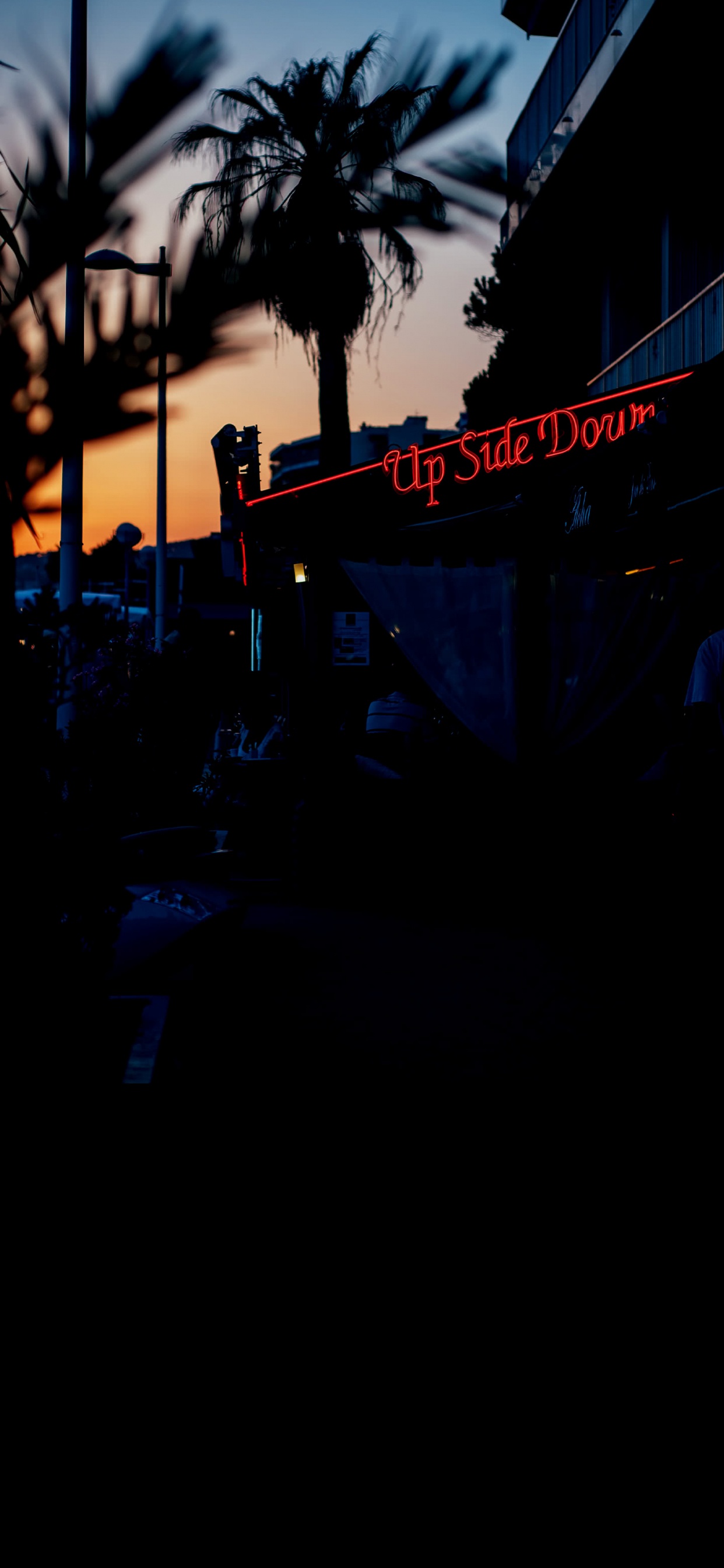 Обои облако, здание, дорожное покрытие, растение, асфальт в разрешении 1242x2688