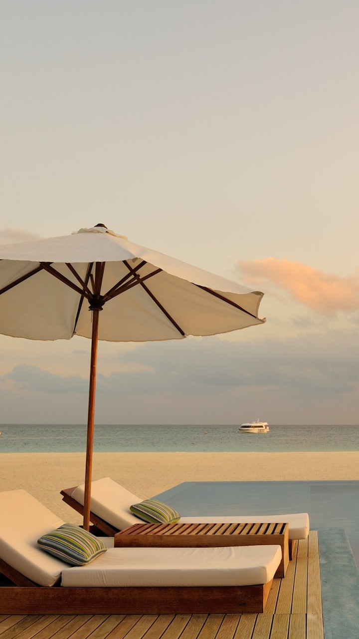 Обои пляж, море, утро, океан, горизонт в разрешении 720x1280