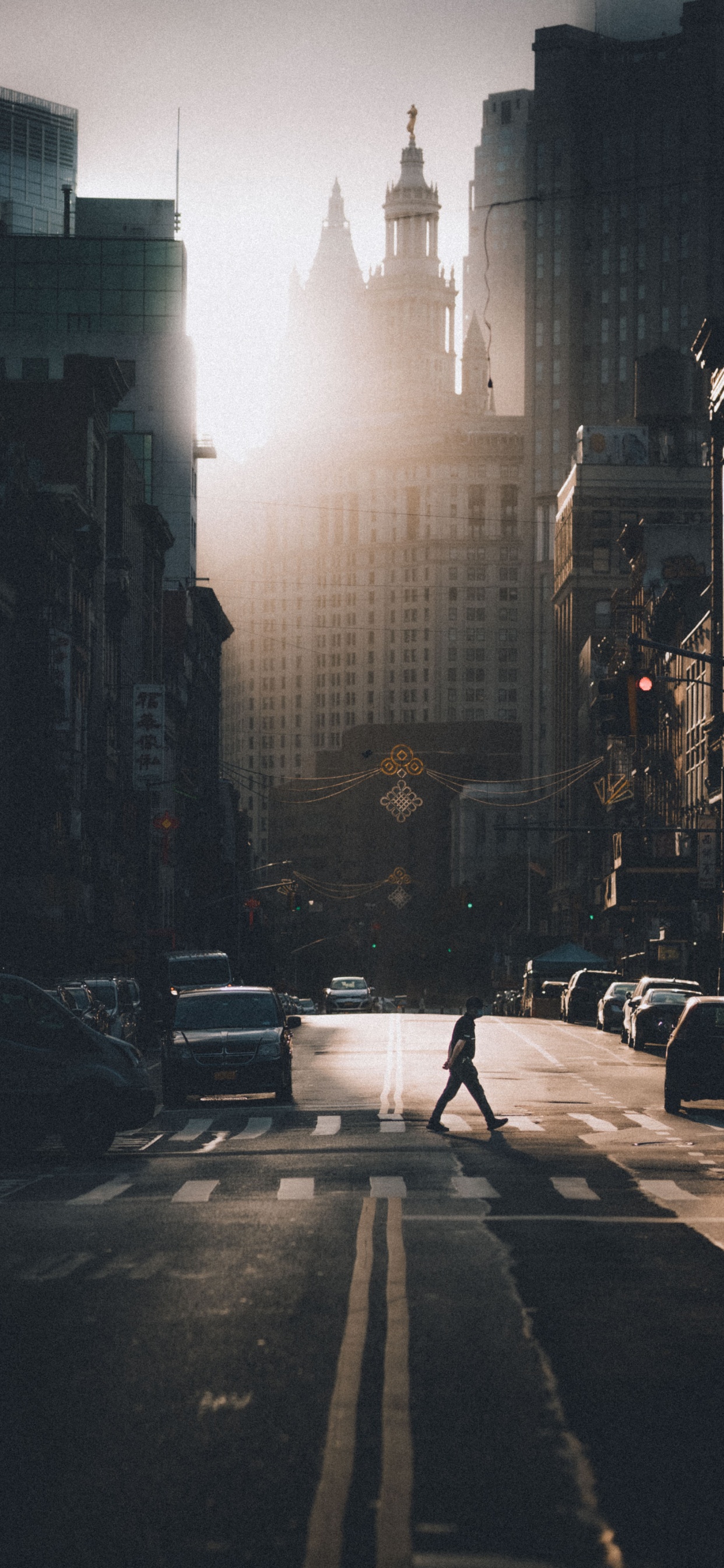 Обои городской район, постер, здание, атмосфера, небоскреб в разрешении 1242x2688