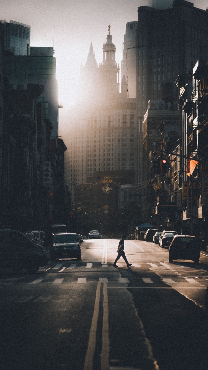 Обои городской район, постер, здание, атмосфера, небоскреб в разрешении 720x1280