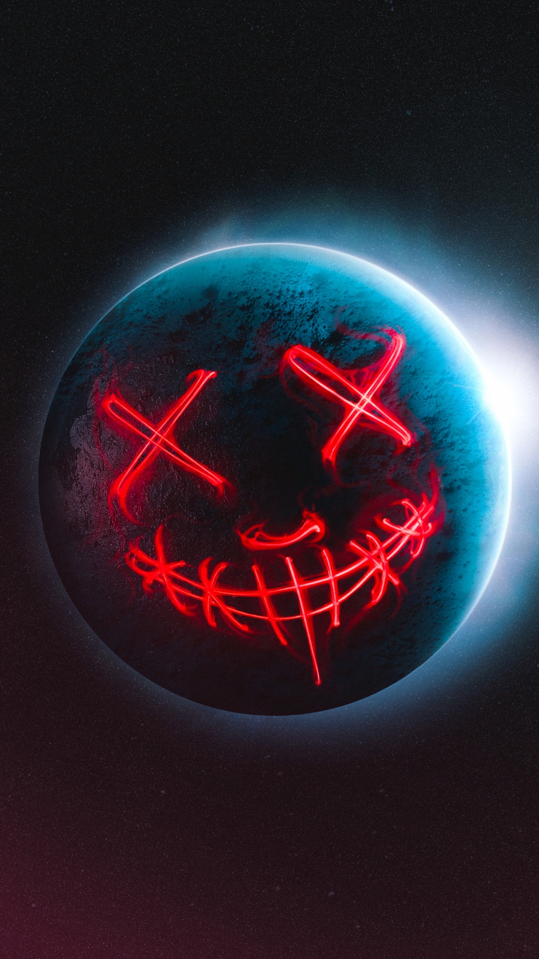 Обои мертвая планета, круг, газ, электрик, неон в разрешении 1080x1920