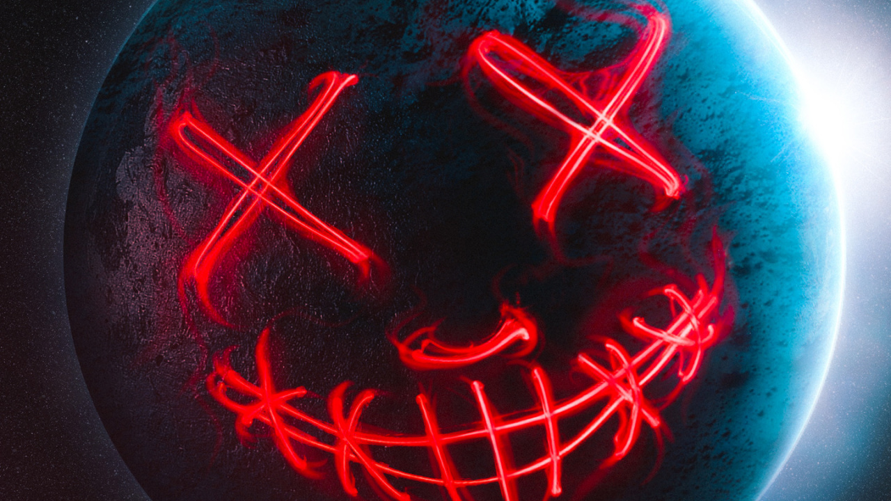 Обои мертвая планета, круг, газ, электрик, неон в разрешении 1280x720