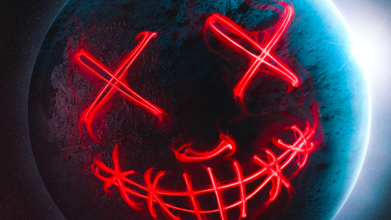 Обои мертвая планета, круг, газ, электрик, неон в разрешении 1366x768