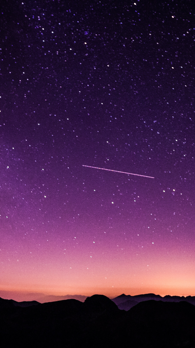 Обои ночное небо, ночь, пурпур, горизонт, атмосфера в разрешении 750x1334