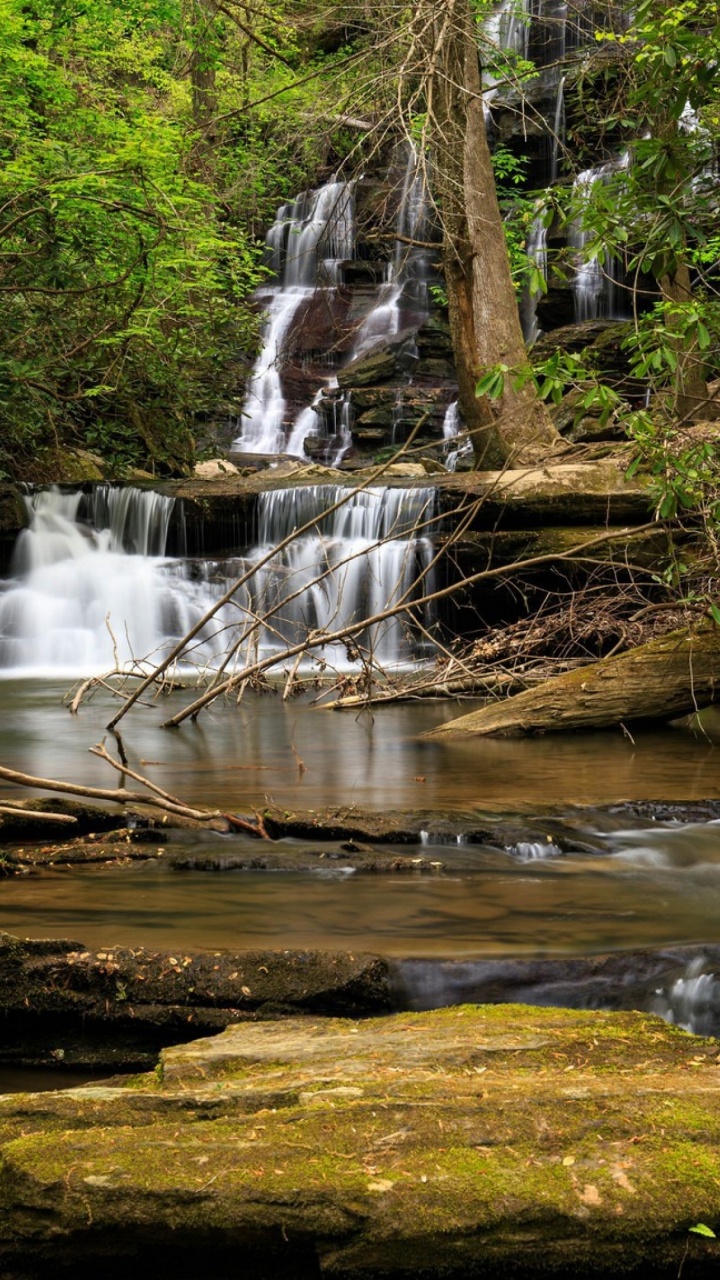 Обои водопад, водоток, природный заповедник, водоем, гидроресурсы в разрешении 720x1280