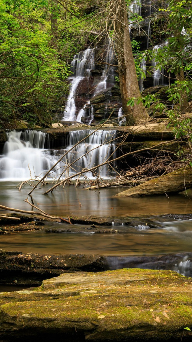 Обои водопад, водоток, природный заповедник, водоем, гидроресурсы в разрешении 750x1334