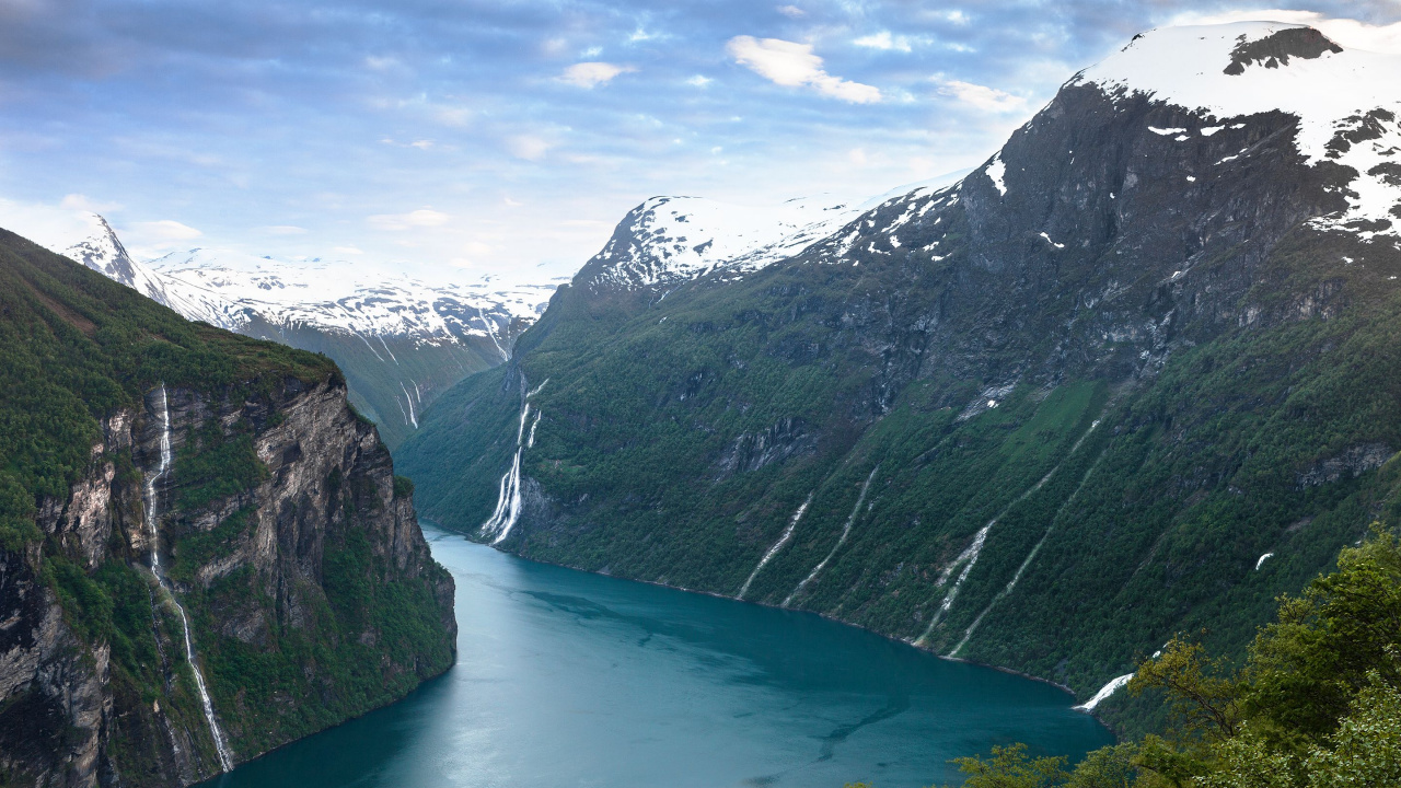 Обои гейрангер, фьорд, гора, гидроресурсы, нагорье в разрешении 1280x720