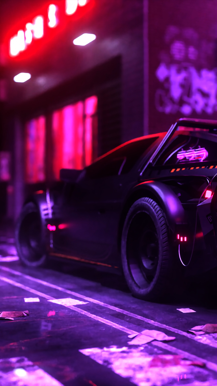 Обои свет, арт, Synthwave, от утробы до гибели, произведение искусства в разрешении 750x1334