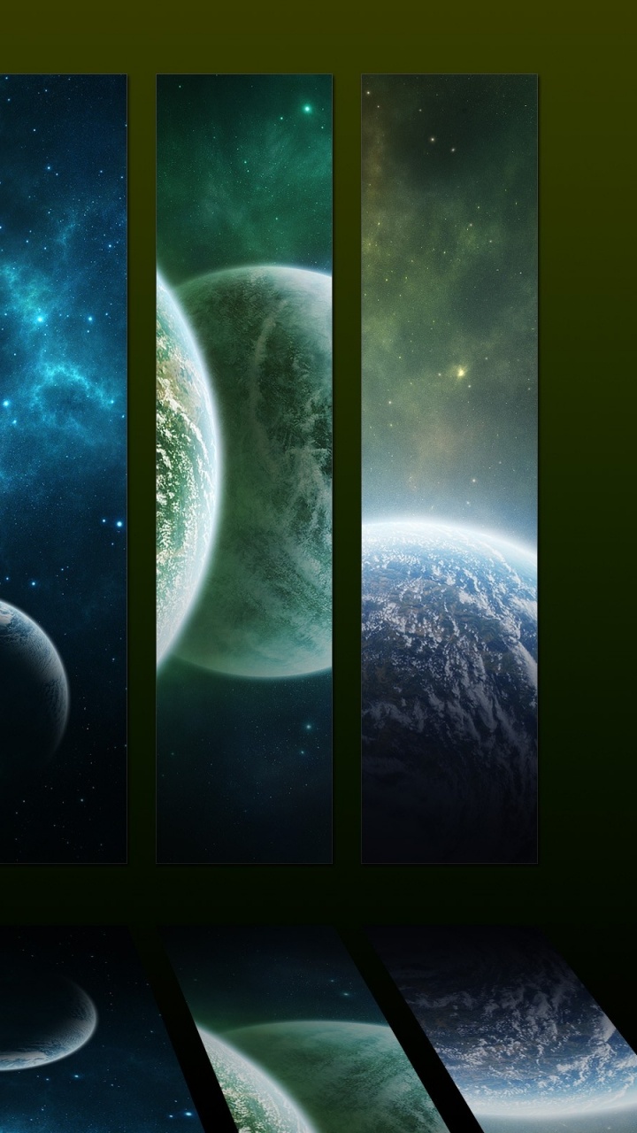 Обои планета, зеленый, космос, свет, круги в разрешении 720x1280