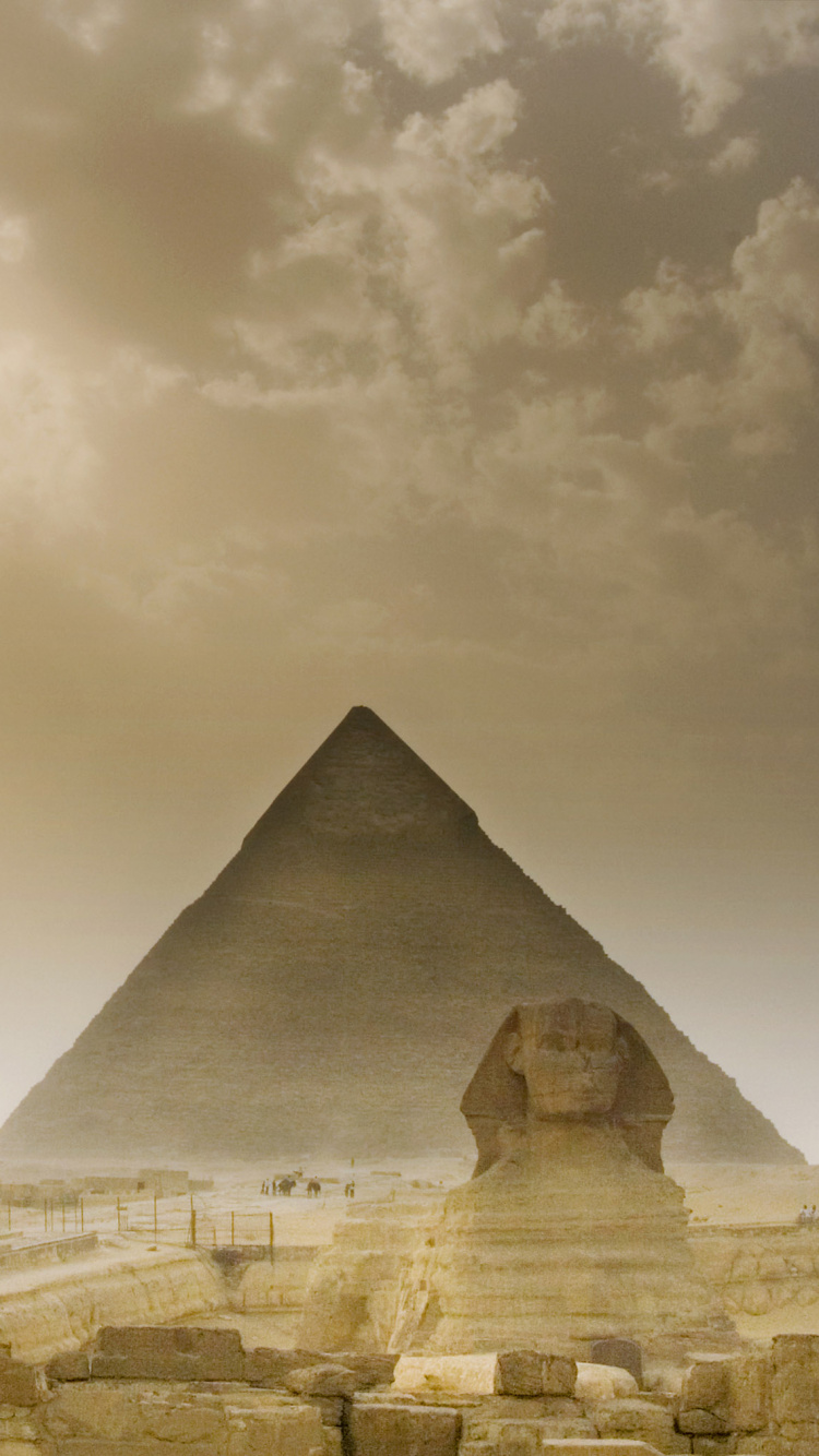 Обои Великий Сфинкс Гизы, Каир, пирамида, египетская пирамида, древняя история в разрешении 750x1334