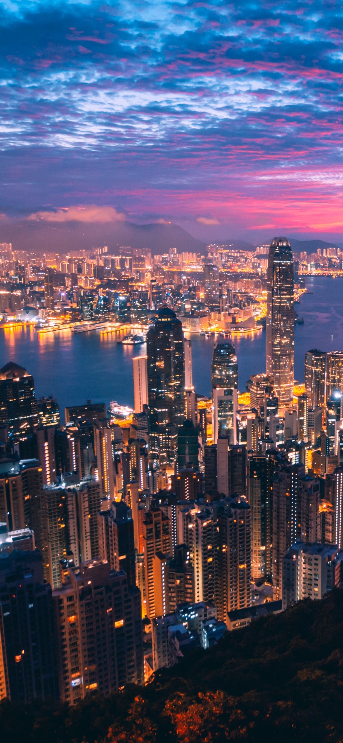 Обои Гонконг, городской пейзаж, город, городской район, метрополия в разрешении 1125x2436