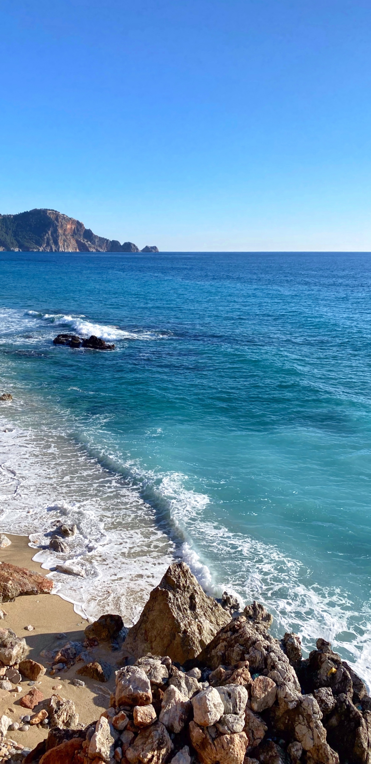 Обои Cleopatra Beach Аланья, вода, гидроресурсы, природный ландшафт, растение в разрешении 1440x2960