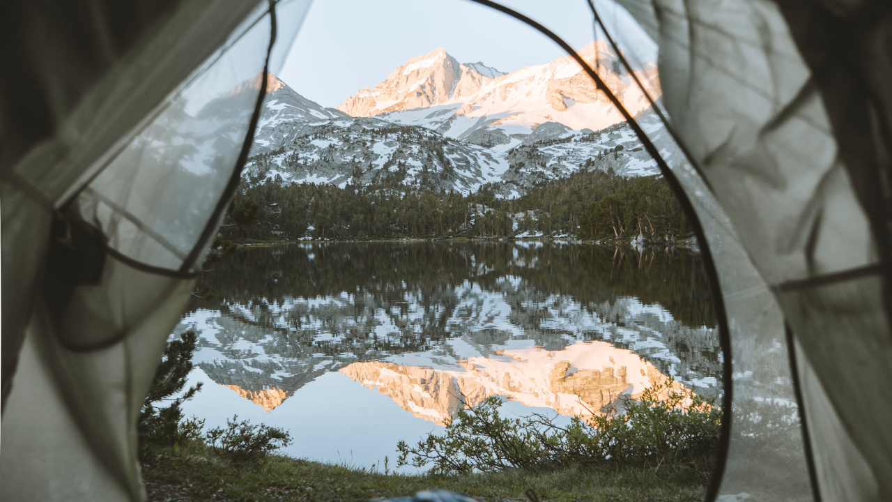 Обои Маммот Лейкс, полутона и оттенки, дерево, Кемпинг, мебель в разрешении 1280x720